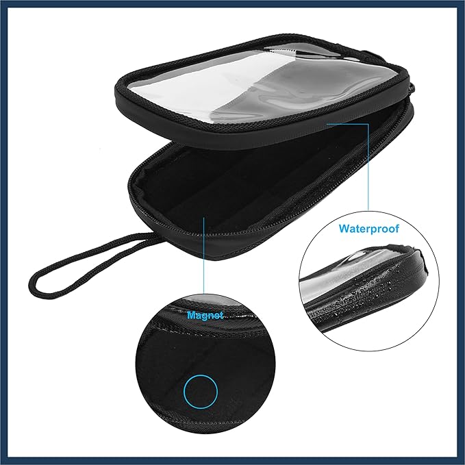 Universal 7'' Magnetic Tank Bag with Headphone Hole PU Leather Waterproof Motorbike Saddlebag for Motorcycle Stylish Design