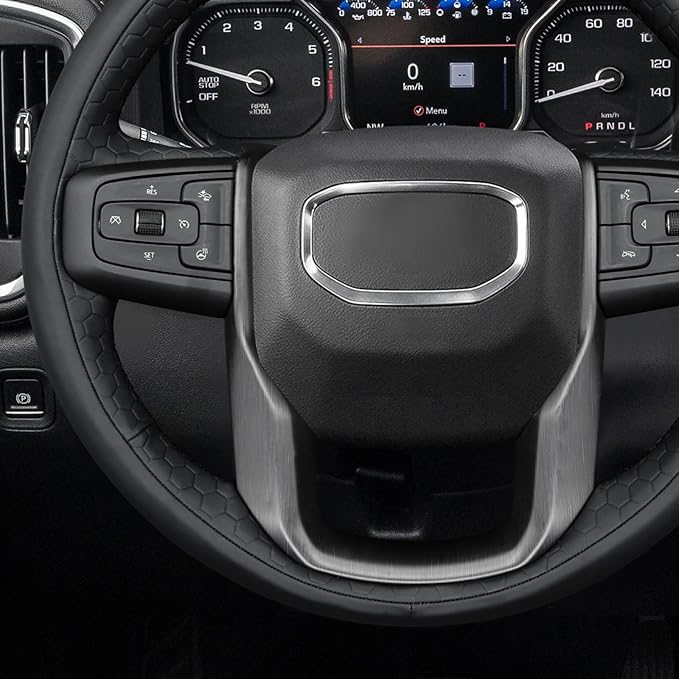 MEWANT DIY Stitching Car Steering Wheel Wrap Cover for GMC Sierra 1500 2019-2023 / Sierra 1500 Limited 2022 / Sierra 2500 2020-2024 / Sierra 3500 2020-2024 / Yukon (XL) 2021-2023 Accessories(3D Style)
