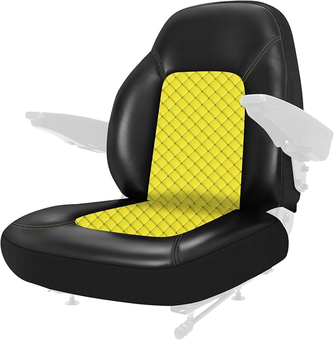 Industrial Vehicle Seat Cover for Skid Steer, Heavy Duty Leather Seat Cover, Compatible with John Deere, Caterpillar, Kubota, Bobcat, New Holland, Yellow