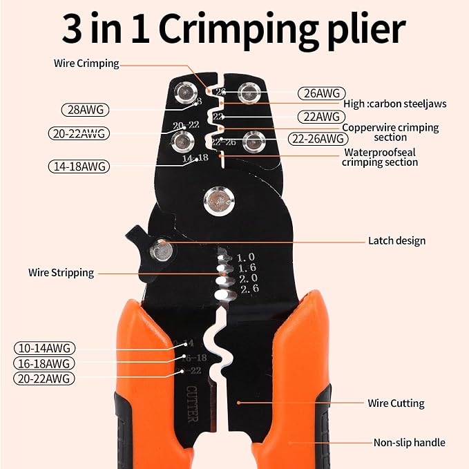 26Type Pin Connectors Kit with Crimping Pliers,827pcs Automotive Car Electrical Wire Pins 1/1.5/1.8/2.2/2.8/3.5mm Non Insulated Wire Terminal Pin Kit.