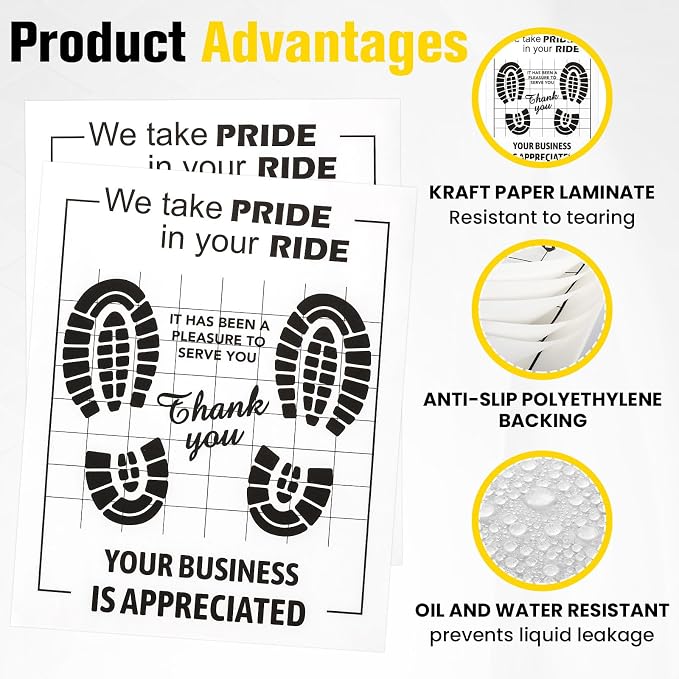 500 Pcs Paper Floor Mats for Cars, 16"x20" Disposable Car Floor Mats with Kraft Paper + PE Waterproof Layer, Temporary Vehicles Floor Protector, Paper Mats for Car Details