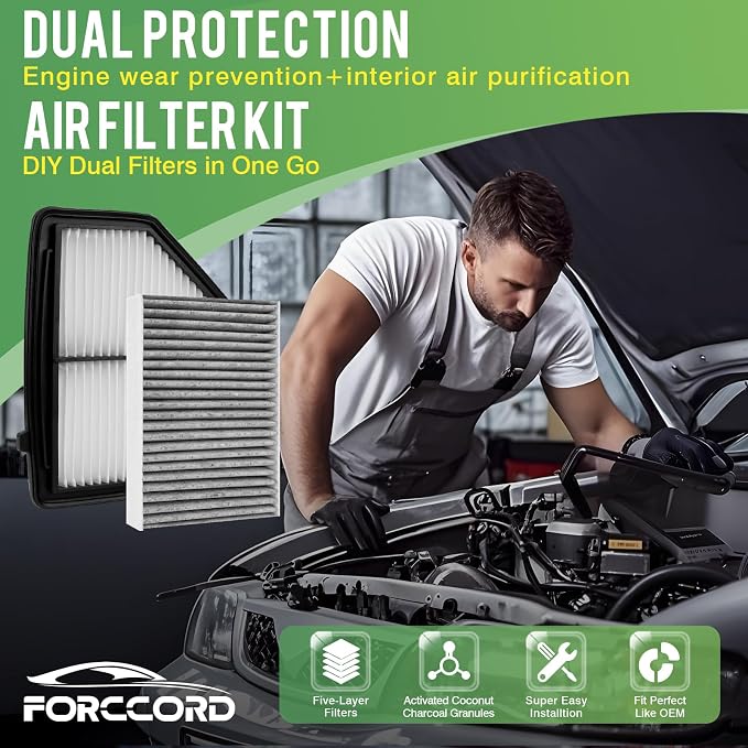 Engine & Cabin Air Filter Fit for Honda HR-V HRV 2016 2017 2018 2019 2020 2021 2022 (1.8L Gas) Activated Carbon Cabin Filter Replace#CF11182 CA12052 Air Filter Car Accessories