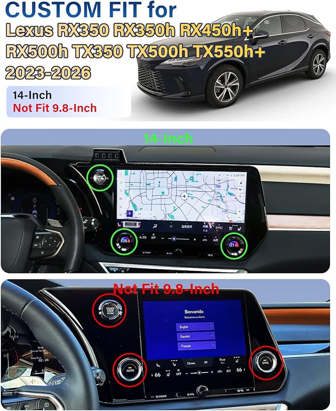 SKYLOTEC Phone Holder for Lexus RX350 RX350h RX450h+ RX500h 2023-2026 Accessories 14-Inch Screen, Magnetic Phone Mount for MagSafe, Magnets Fast Wireless Charger Holder(Not Fit 9.8-Inch)