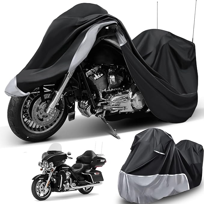 Motorcycle Cover Fit for Touring Models Harley Davidson Ultra Limited/Ultra Classic/Road King/Street/Road/Electra Glide Cover, 420D Oxford-Stoff Waterproof for Outdoor All Weather Protection