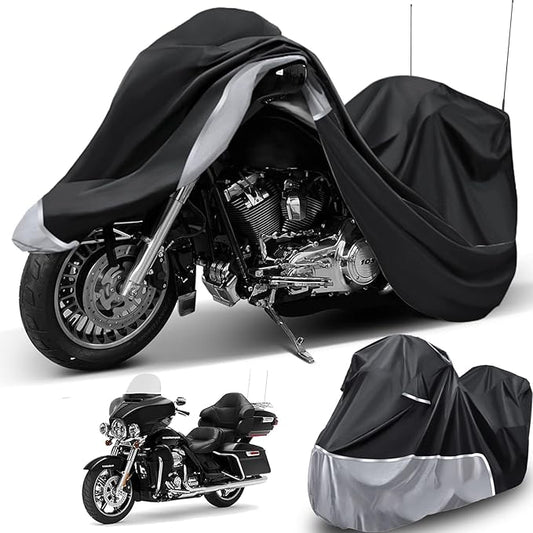 Motorcycle Cover Fit for Touring Models Harley Davidson Ultra Limited/Ultra Classic/Road King/Street/Road/Electra Glide Cover, 420D Oxford-Stoff Waterproof for Outdoor All Weather Protection