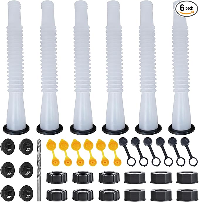 Gas Can Spout Replacement Kit, Gas Can Nozzle Replacement (6 Kit-White) All gaskets are installed and ready to use upon receipt. For 1/2/5/10 gallon gas can. Easy and convenient to use