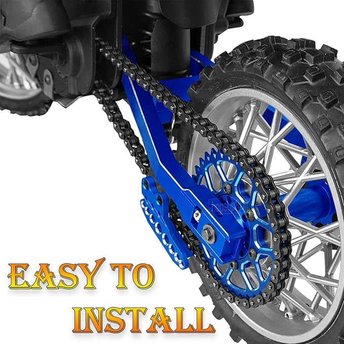 Steel Roller Chain&Rear Swing Arm&Rear Hub Chain Sprocket Gears&Front Sprocket&Chain Guard Protector&Rear Wheel Hub Hex Upgrades for L0Si 1/4 Promoto-MX Motorcycle RTR FXR,Navy Blue