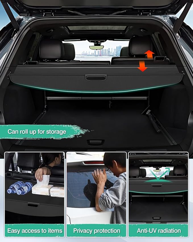 Powerty Retractable Cargo Cover for Cadillac XT5 2020-2023, Canvas Texture Trunk Cover Privacy Screen Rear Security Shade for XT5 Accessories