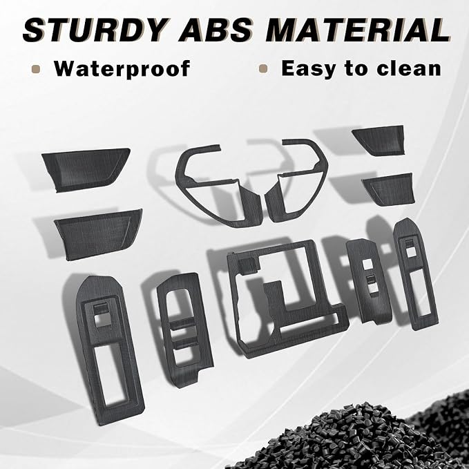Muslogy Interior Trim Kit Cover 11PCS Compatible with 2024-2026 Toyota Tacoma&2025 2026 4Runner Steering Wheel Center Console Window Switch Inner Door Cover(Won't Fit 2Door Tacoma) (Black Wood Grain)