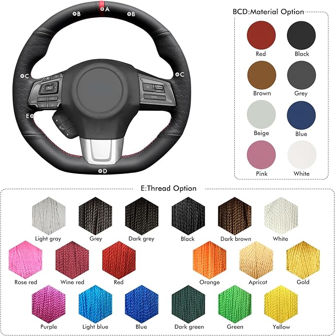 MEWANT Hand Stitch Steering Wheel Cover Wrap for Subaru WRX / WRX STI 2015-2021 - Steering Wheel Accessories