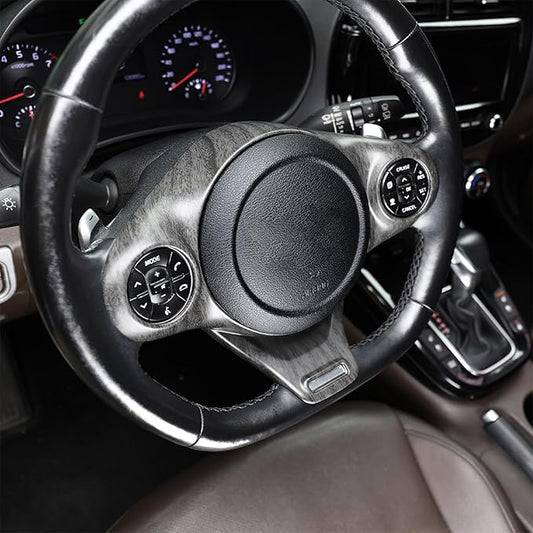 Premium Car Steering Wheel Handle Frame Cover - Anti-Slip Grip, Durable & Stylish Design Compatible with Kia Soul GT 2020-2025 Accessories (Wood Grain)