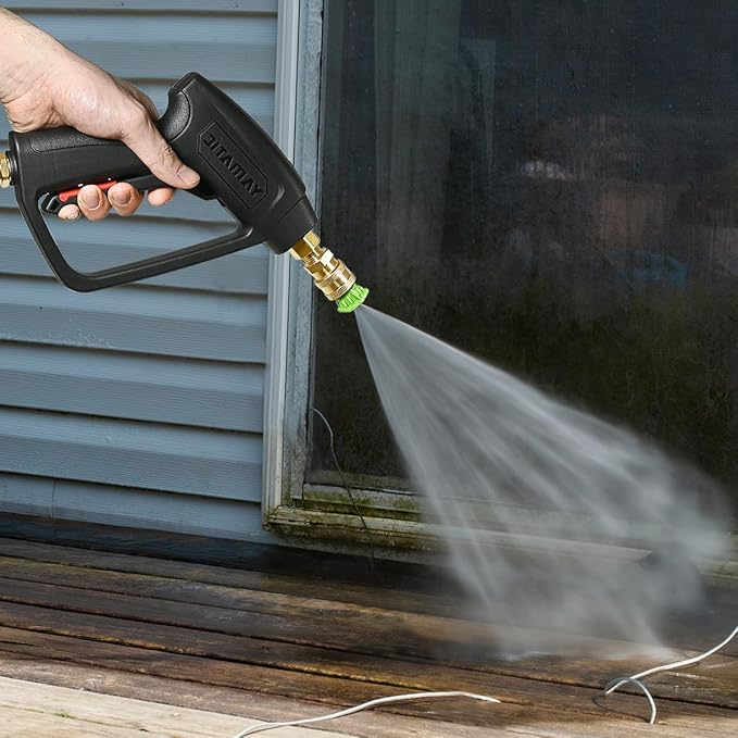 YAMATIC Pressure Washer Short Gun with 5 Spray Nozzles, M22-14mm & M22-15mm Fitting Replacement for Ryobi, Karcher, Greenworks, Craftsman, Troy bilt Power Washers Bilt, Honda and More, 4000 PSI