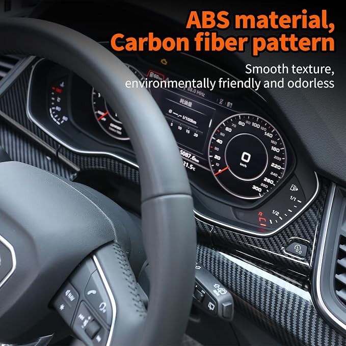 Dashboard Trim Frame Compatible with Audi Q5 2018-2025, Dial Dashboard Moulding Stickers, Carbon Fiber Dash Instrument Cluster Speedometer Frame Cover, ABS Carbon Fiber Q5L Accessories Accessories