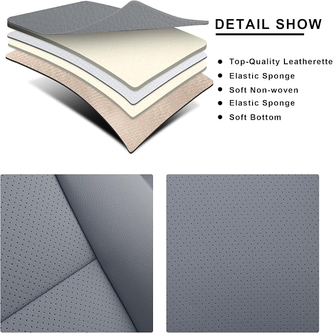 GXT Custom Car Seat Covers Compatible for Ford Fusion 2013-2018, Front Rear Waterproof Car Seat Covers, Odorless Leatherette Full Set Custom Seat Covers(Grey)