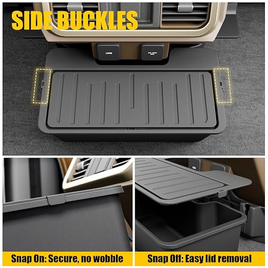 Trash Can Compatible with 2021-2025 2026 Ford F150 Trash Bin One-Touch Garbage Can Push-to-Open Trash Bin Extra Rear 2nd Row 7.4L Center Console Storage Box for 2024 F-150 Accessories