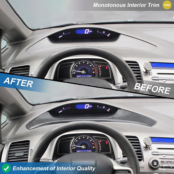 Carbon Fiber Dash Instrument Panel Cover for Honda Civic 8th Gen 2006 2007 2008 2009 2010 2011