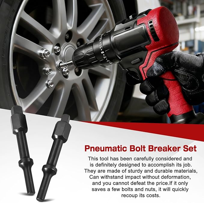 32029 Pneumatic Bolt Breaker Set, with Air Hammer Spring, Pneumatic Bit Set, 37315 3/8“ & 37316 1/2” Bolt Breaker Shake 'n Break, Black Oxide Finish