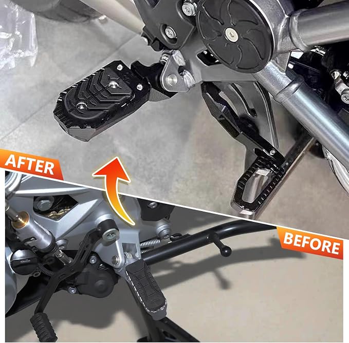 Motorcycle Foot Pegs Footpegs Rest Pedal Replacement for BMW F750GS F850GS R1200GS R1250GS R1300GS Aluminum Footrest Pedals with Built-in Spring (sliver)