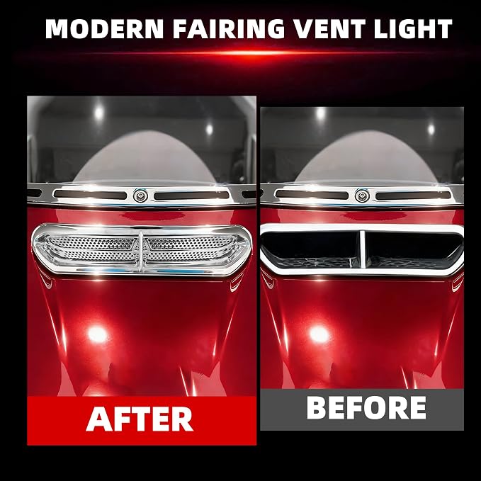 FATECIM Dynamic LED Motorcycle Batwing Fairing Vent Insert Lights for Harley Touring Street Glide Ultra Limited Electra Glide FLHX FLHTK 2014-2023 (Chrome with White Running Light & Amber Turn Signal)