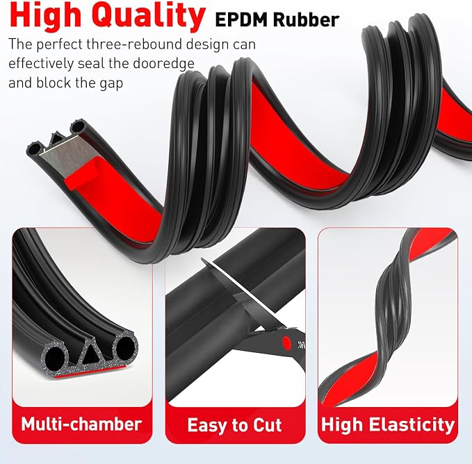 Tonneau Cover Seal Adhesive Tailgate Seal, Truck Topper Seal Rubber Weather Stripping with Triple Bulb, Camper Shell Seal Kit Replacement Parts Accessories(13.1Ft)