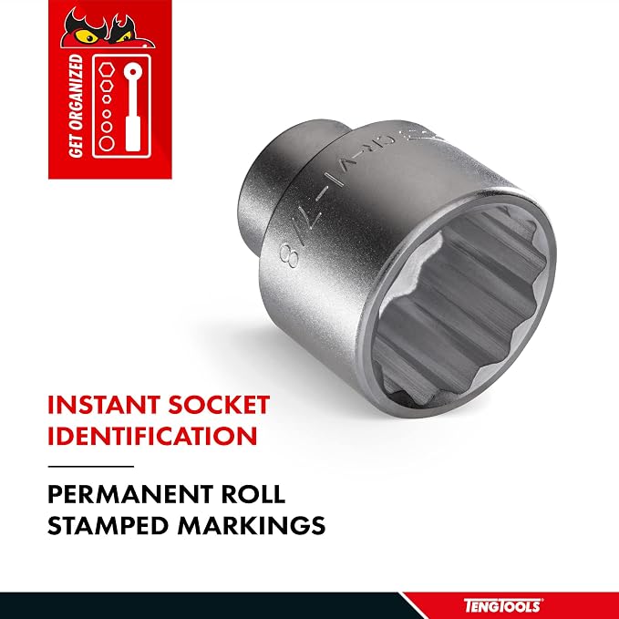 Teng Tools 60MM 1 Inch Drive 12 Point Metric Shallow Chrome Vanadium Socket | Mechanic Tool | Hand Tool - M110560