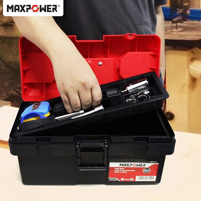 MAXPOWER Plastic Tool Box 14" and Multifunctional Pliers Set