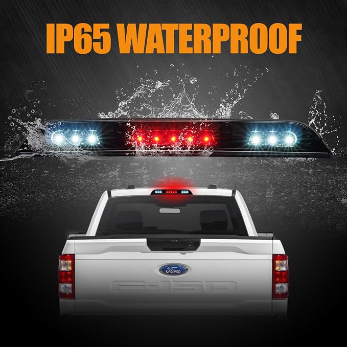 Third 3rd Brake Light LED for 2015-2020 Ford F150, High Mount Rear Brake Lights Assembly for 2017-2020 F250/F350/F450 Super Duty, Waterproof Center Cab Lamp Stop Light (Black)