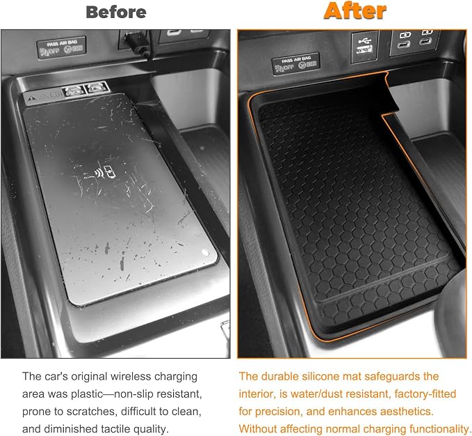Center Console Wireless Charging Non Slip Mat For 2026 2025 Toyota Camry Accessories Anti-Slip Wireless Charger Protective Pad Phone Charge Area Charging Protection Heat Insulating Silicone Material