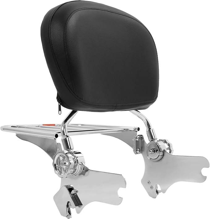 ALMULOO Detachable Backrest Sissy Bar Compatible with 1997-2008 Harley Road King Street Glide Electra Glide Upright Passenger Backrest w/Quick Release Detach Chrome