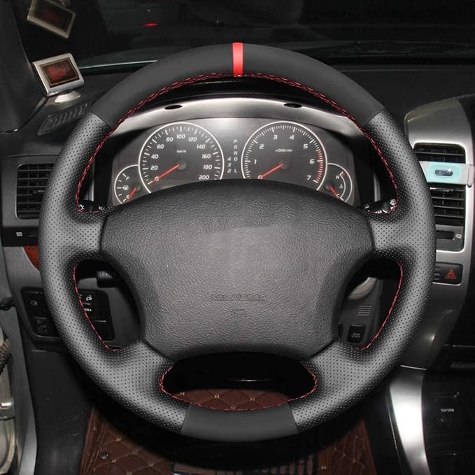 Loncky Custom Fit Black Genuine Leather Steering Wheel Cover for Toyota Land Cruiser 1995 1996 1997 1998 1999 2000 2001 2002 Accessories Car Interior Hand Stitched OEM Parts