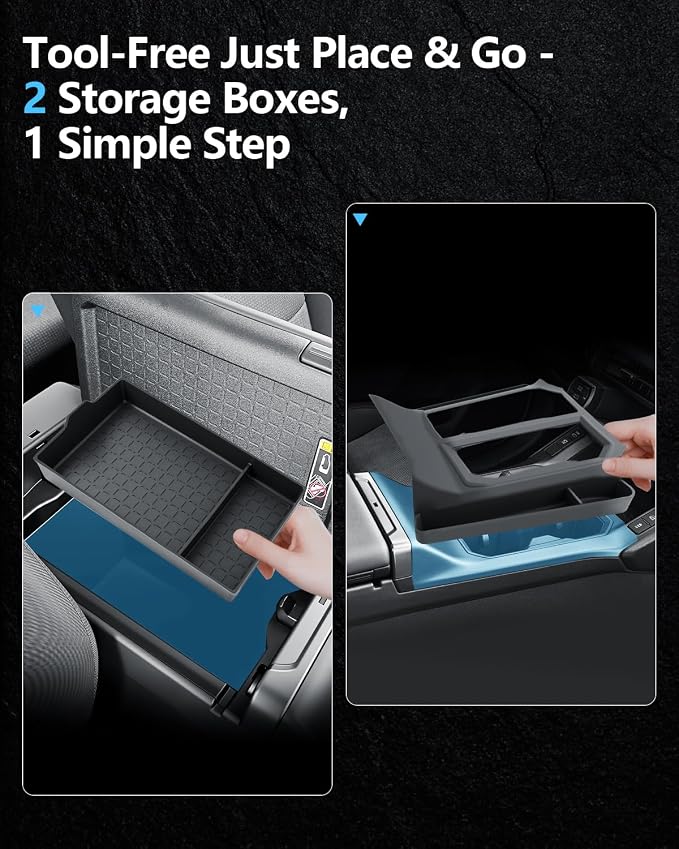 SKTU 2PCS for 2026 Toyota RAV4 Center Console Mat for 2026+ Toyota RAV4 (LE/SE/XLE Premium/Woodland/XSE/Limited) Non-Slip Console Pad & Gear Shift Panel 2026 RAV4 Accessories Side Storage Box