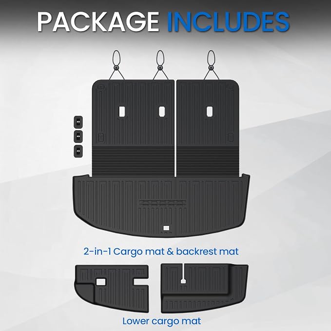Cargo Mat Backrest Mats for 2026 Hyundai Palisade 7&8 Seats (Only Gas), All Weather TPE Cargo Liner Trunk Lower Mat Accessories (2026 | 2-in-1 Cargo Mat+Trunk Lower Mat)