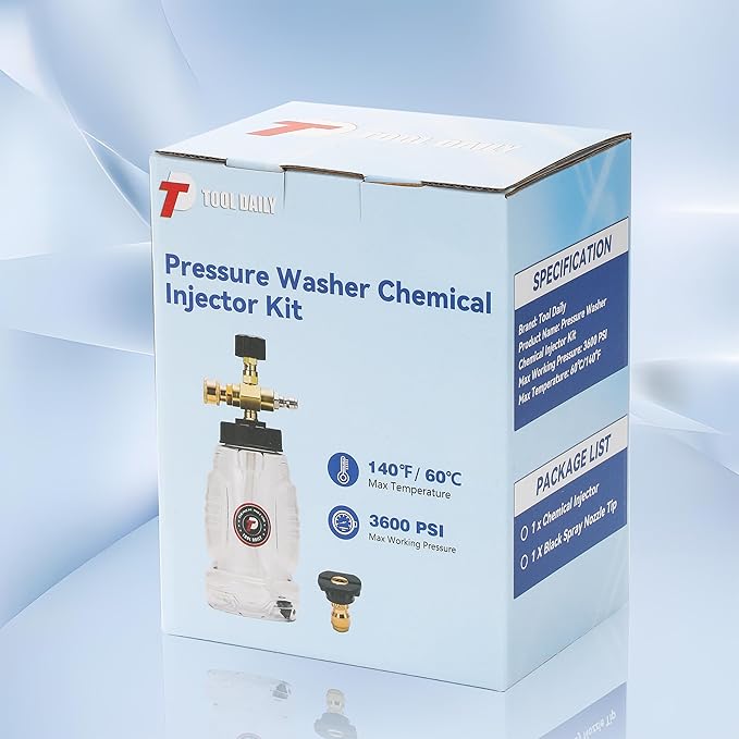 Tool Daily Chemical Injector for Pressure Washer, Foam Cannon with 1/4 Inch Quick Connecto