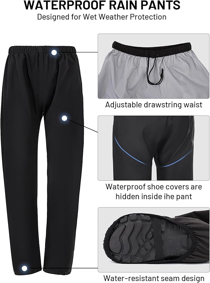 Oumurs Motorcycle Rain Suit For Men & Women Waterproof Motorcycle Rain Gear Fishing Riding Golf Working Bike Hunting Camping Rain Coat, Lightweight Nylon Reflective Rain Jacket Rain Pants