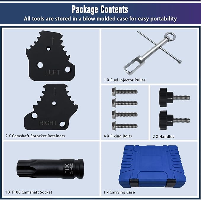 Timing Gear Holder Retainer Tool Kit Compatible with Mercedes Benz Maybach M276 M278 Engines, for Removing/Installing Camshaft Adjuster Sprocket, with T100 Socket & Fuel Injector Puller