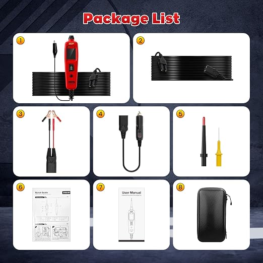 PS100PRO Automotive Circuit Tester and Short Finder, 12V/24V Power Circuit Probe Kit with AC/DC Voltage Tester, Current Probe, Component Activation Tool, Includes 20FT+20FT Cable