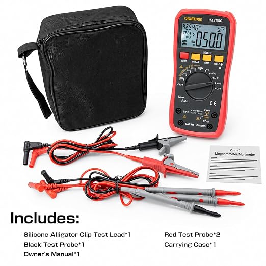 2500V Megohmmeter & True RMS Multimeter for HVAC, Motors, Compressors & Industrial Electrical Testing, Auto-Ranging Insulation Tester up to 50GΩ,IM2500