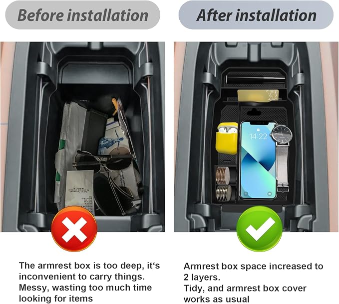 SKTU for 2023 2024 2025 2026 Mazda CX-50 Center Console Organizer 2024 2025 2026 CX50 Console Tray 2023 2024 2025 2026 CX50 Accessories ABS Armrest Secondary Storage Box with Coin Holder