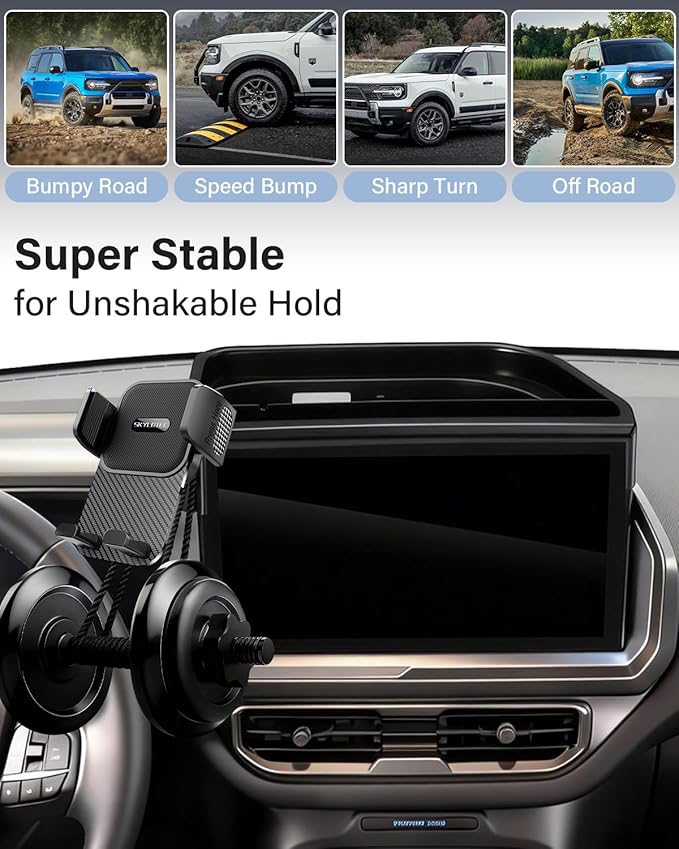 SKYLOTEC Dash Tray with Phone Holder for 2025 Ford Bronco Sport Phone Mount Dashboard Storage Accessories 13.2-Inch Screen, Automobile Cradles Dash Console Organizer Cell Phone Base