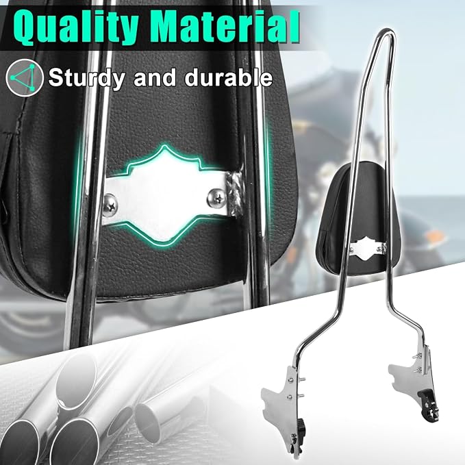 AUFER Detachable Rear Passenger Backrest Sissy Bar With Back Rest Cushion Pad Compatible With For Harley Touring Road King Street Glide Electra Glide Road Glide FLHR FLHX FLHT FLTR 1997-2008