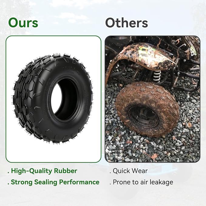 145/70-6 145 70 6 Tire Tubeless Compatible with Mini Bike GMB100 Coleman CT100U CC100X RB100 Go Kart KT196 Baja Doodle Bug DB30 Motovox Mega Moto 80cc 105cc Kazuma ATV Quad 4 Wheeler UTV