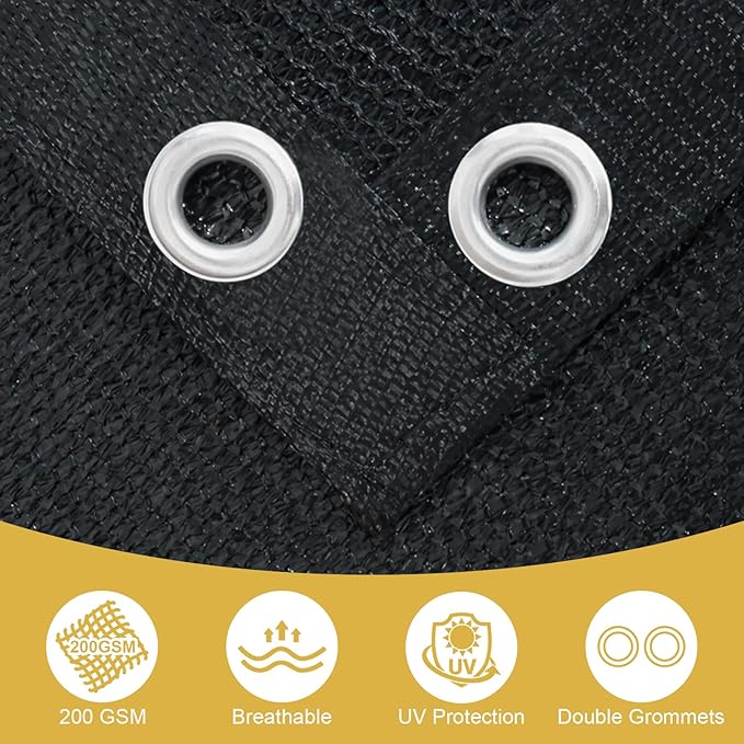 Shade&Beyond Customized Size 90% Sun Shade Cloth with Grommets, 10' X 14' Pergola Shade Cover Canopy, Mesh Tarp Sun Screens for Patio, Outdoor, Garden, Backyard, Black