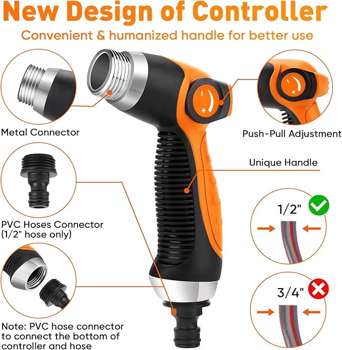 16 IN 1 Car Wash Foam Gun, Foam Cannon,Adjustable Hose Wash Sprayer with 2.5 to 6 Bars Foam Blaster,Wash Mitten &Towel,Suitable for Car Cleaning and Garden Use with 1/2” Quick Connector