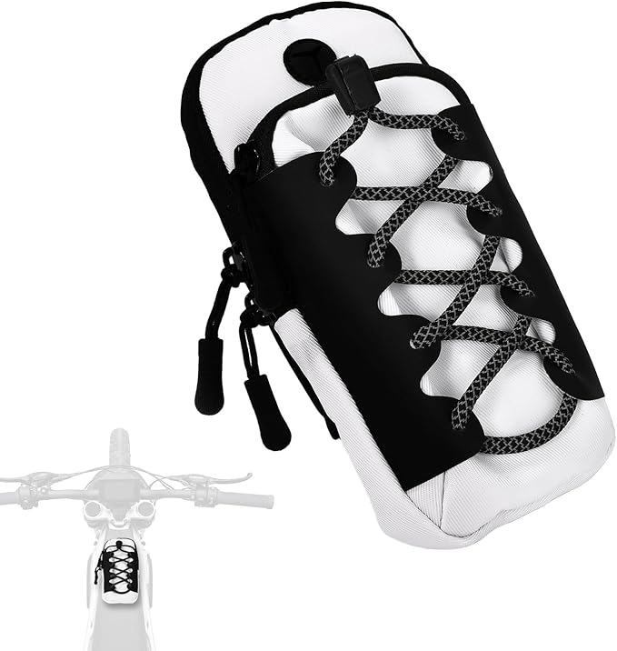 Motorcycle Frame Bag, Tear-Resistant Polyester Bike Phone Bag Magnetic Flip Design Dirtbike Pouch Accessories for Surron Talaria & E-Ride Pro Electric Ebike Vehicles (Silver)
