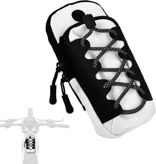 Motorcycle Frame Bag, Tear-Resistant Polyester Bike Phone Bag Magnetic Flip Design Dirtbike Pouch Accessories for Surron Talaria & E-Ride Pro Electric Ebike Vehicles (Silver)