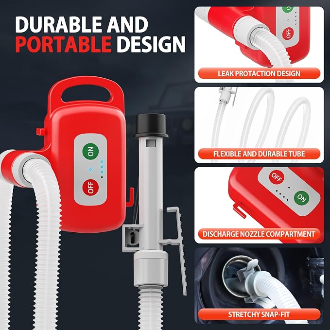 Rechargeable Fuel Transfer Pump with Auto-Stop & Leak Protection, 3.4 GPM Automatic Gas Can Pump with 71" Extra Long Hose, Portable Lithium Battery Gas Transfer Pump for Oil, Diesel, Gasoline
