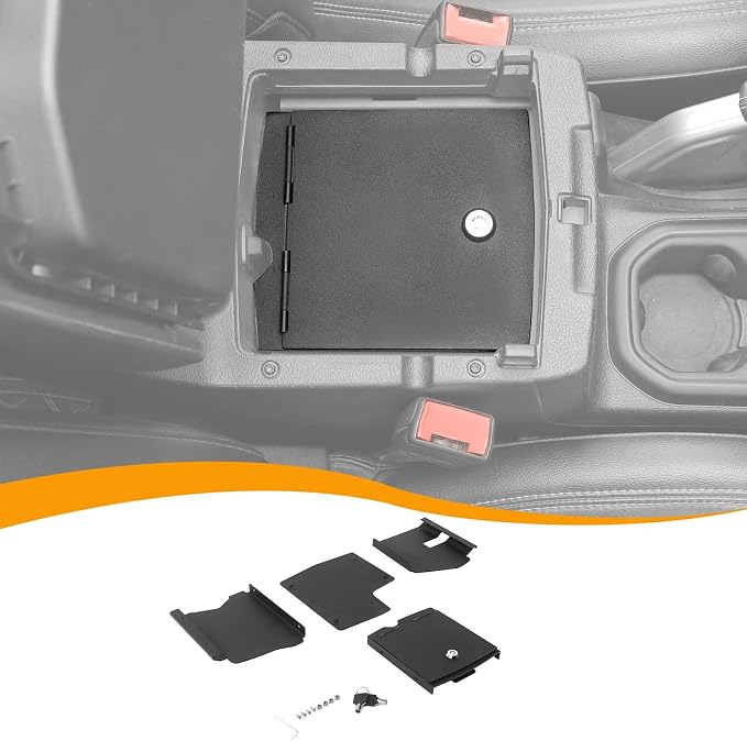 Hoolcar Center Console Armrest Locking Storage Safe Box Armrest Organizer Vault Safe Box with Key Compatible with Jeep Wrangler JL JLU 2018-2024, Interior Accessories
