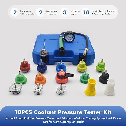 Universal Radiator Pressure Tester Kit Coolant Vacuum Refill System 18ps (A02)