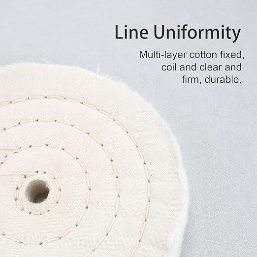 SCOTTCHEN Cotton Buffing Wheel 6 inch Extra Thick Spiral Sewn Polishing Pad for Bench Grinder Tool with 1/2" Arbor Hole(70 Ply) 1PCS
