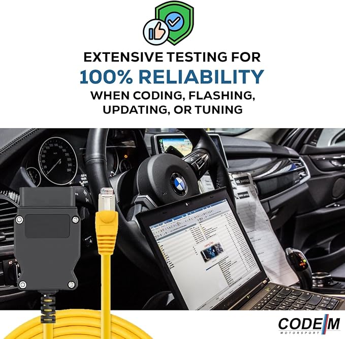 ENET Cable BMW + USB-C + USB A Adapter | OEM OBD2 for BMW F G i Series Coding | E SYS ISTA+ ICOM Bootmod3 Bimmercode Compatible | Heavy Duty Cable | For CarPlay Activation, OBD2 to Ethernet 3 in 1